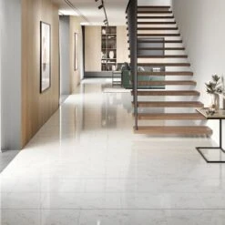 Liberty Floors Carrara Marble - Lustre Stone 8mm High Gloss Laminate Flooring (223773) -Leader Floors carrara marble lustre stone 8mm high gloss laminate flooring 223773 p90003 207839 image
