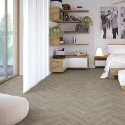 Liberty Floors Grey Oak - Herringbone SPC 5.5mm Rigid Core Vinyl Flooring (219442) -Leader Floors grey oak herringbone spc 5 5mm rigid core vinyl flooring 219442 p85858 208717 image