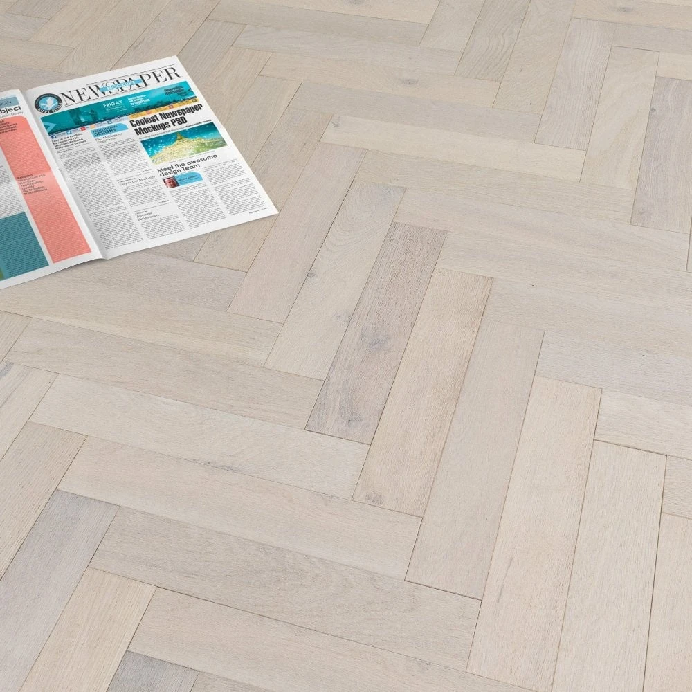 Liberty Floors Ivory White Oak - Herringbone Parquet 14mm Engineered Real Wood Flooring (219387) 6 Liberty Floors Ivory White Oak - Herringbone Parquet 14mm Engineered Real Wood Flooring (219387) - Image 4