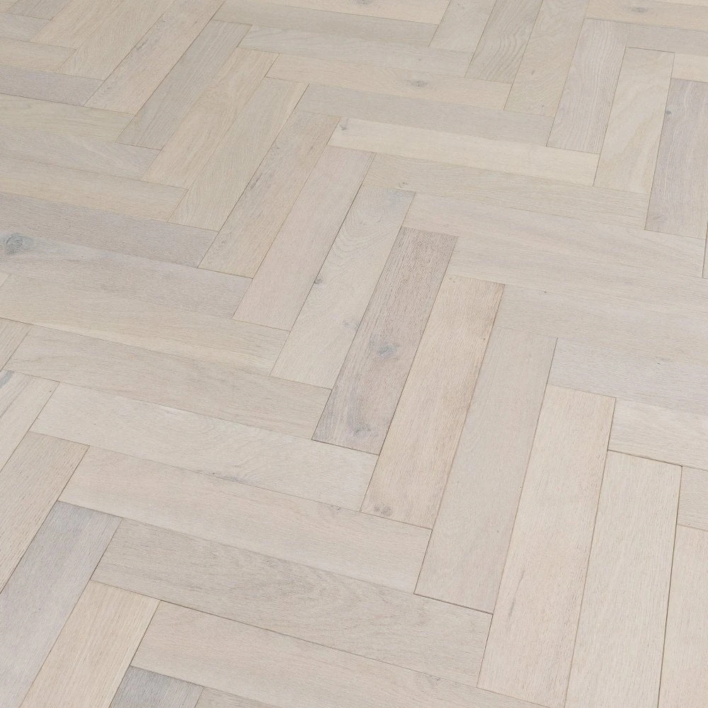 Liberty Floors Ivory White Oak - Herringbone Parquet 14mm Engineered Real Wood Flooring (219387) 5 Liberty Floors Ivory White Oak - Herringbone Parquet 14mm Engineered Real Wood Flooring (219387) - Image 3