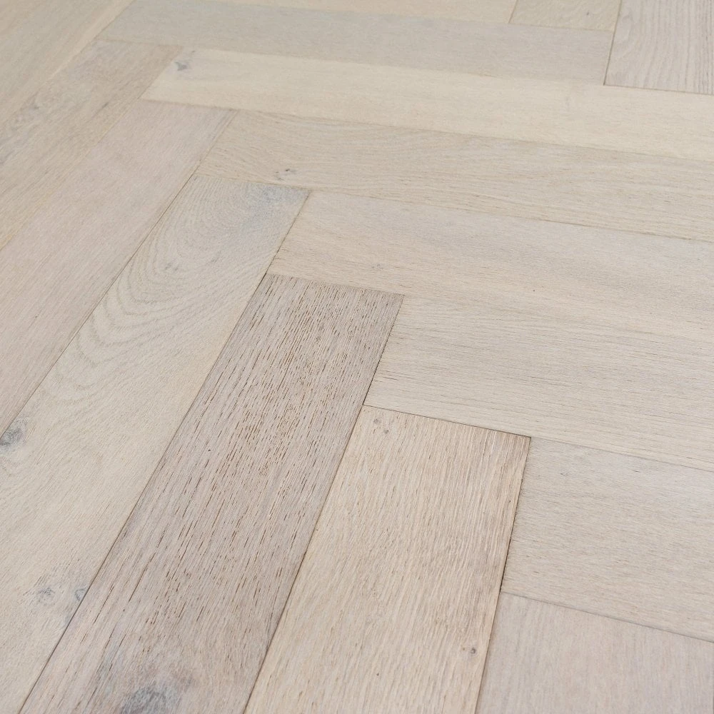 Liberty Floors Ivory White Oak - Herringbone Parquet 14mm Engineered Real Wood Flooring (219387) 4 Liberty Floors Ivory White Oak - Herringbone Parquet 14mm Engineered Real Wood Flooring (219387) - Image 2