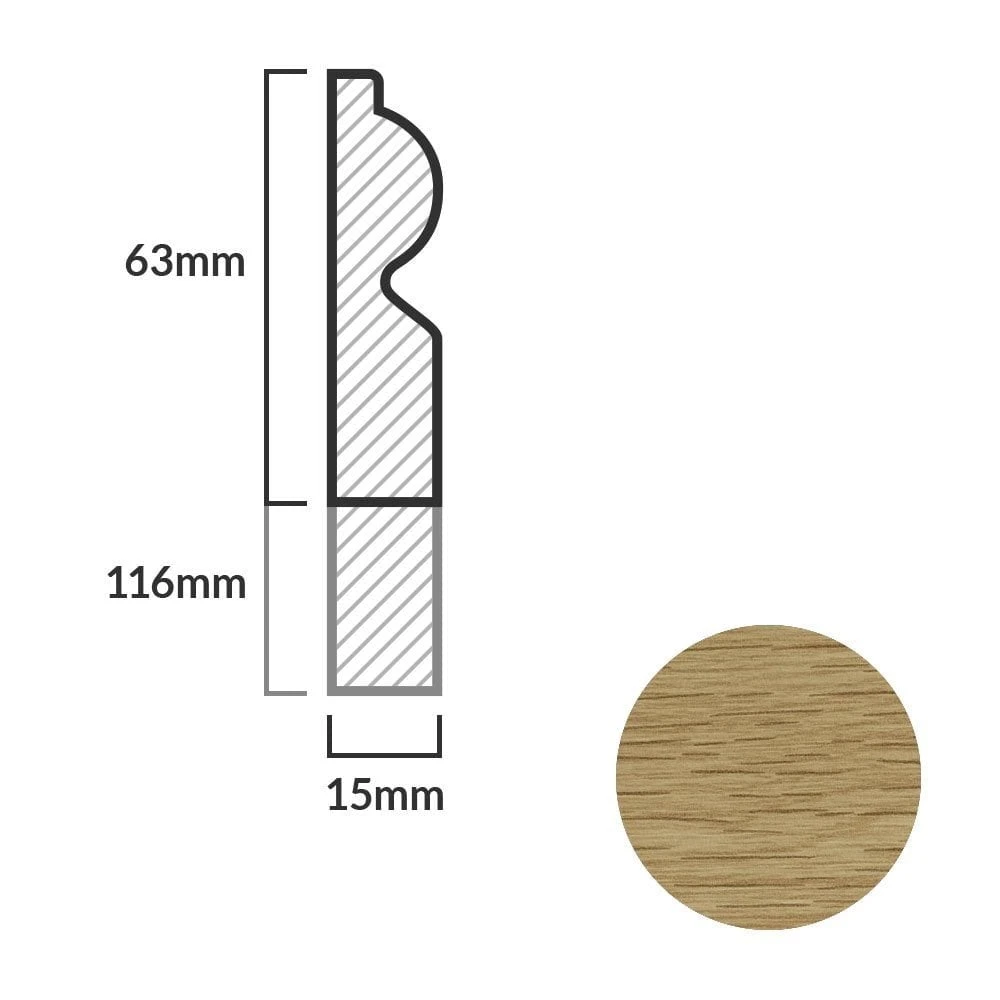 Leader Light Oak Torus Laminate Skirting Board (2.4m) 4 Leader Light Oak Torus Laminate Skirting Board (2.4m) - Image 2