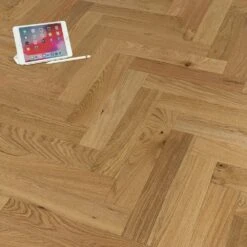 Liberty Floors Natural Oak Smoked - Herringbone Parquet 14mm Engineered Real Wood Flooring (219385) -Leader Floors natural oak smoked herringbone parquet 14mm engineered real wood flooring 219385 p85833 201390 image