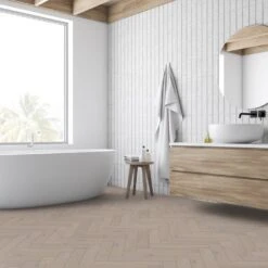 Leader Floors 46 Liberty Floors Pebble Grey Oak - Herringbone Parquet 14mm Engineered Real Wood Flooring (219386)