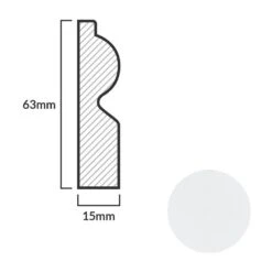 Leader White Torus Laminate Skirting Board (2.4m) -Leader Floors white torus laminate skirting board 2 4m p84888 191791 image